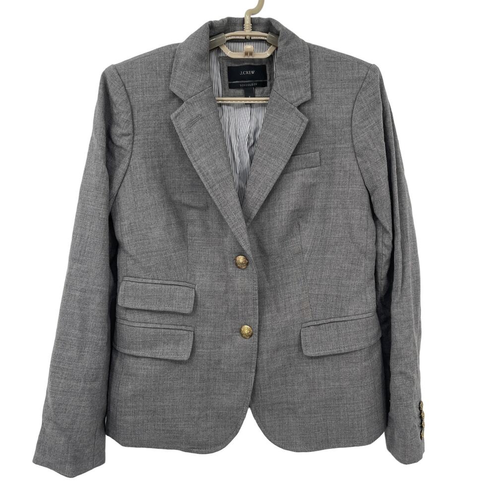 J Crew Womens Schoolboy Blazer Jacket Wool Gray  Size 2